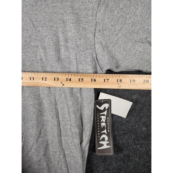Kustom Shirt Mens XL Gray Regular Fit Short Sleeve Stretch V Neck Y2K NWT - Picture 8 of 12